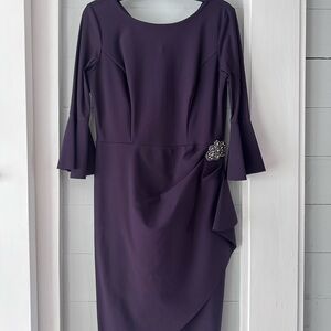 Alex Evenings Long Sleeve Purple Dress with Embellishment